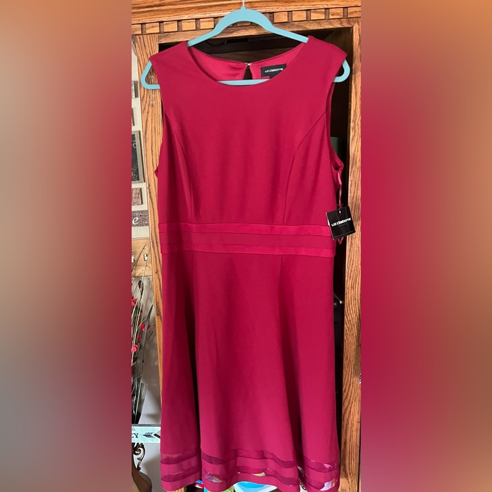 NWT Liz Claiborne Cherry Red Fit & Flare Dress